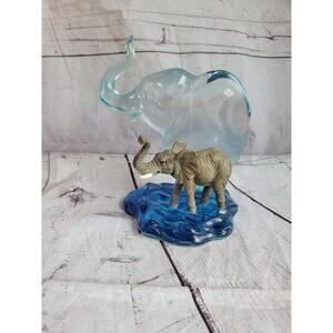 Clearly Elephant/Water Pool Reflection Westland#2638 Giftware Clear Blue Resin